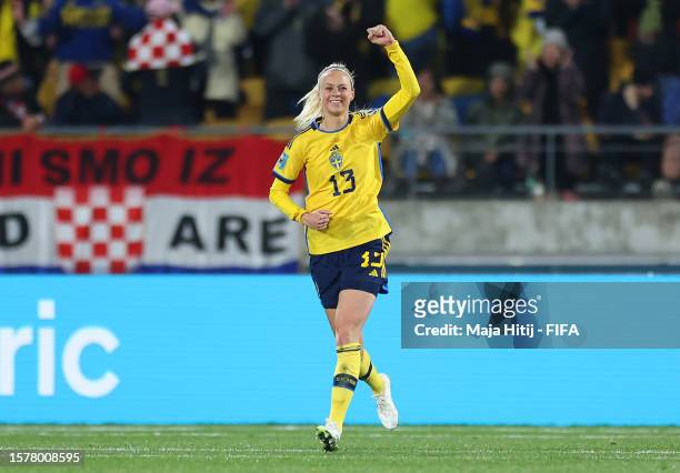 Amanda Ilestedt of Sweden celebrates after scoring her team's first goal during the FIFA Women's World Cup Australia & New Zealand 2023 Group G match...