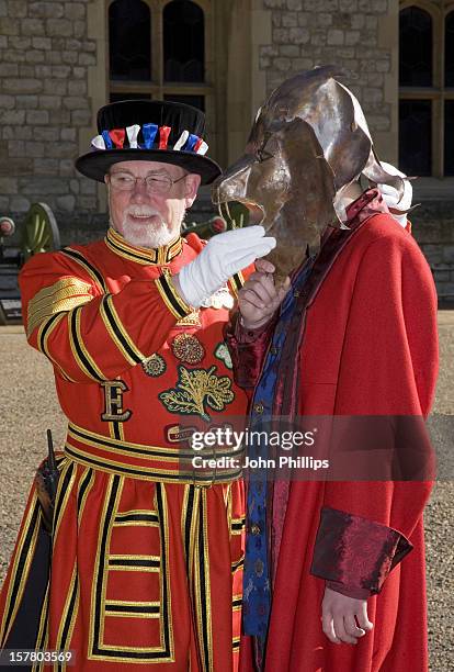 Yeoman Phil Wilson With Designs Modelled By Mash Models. Beefeater 24 Gin And The Design Museum Have Helped To Commission Fashion Students To...