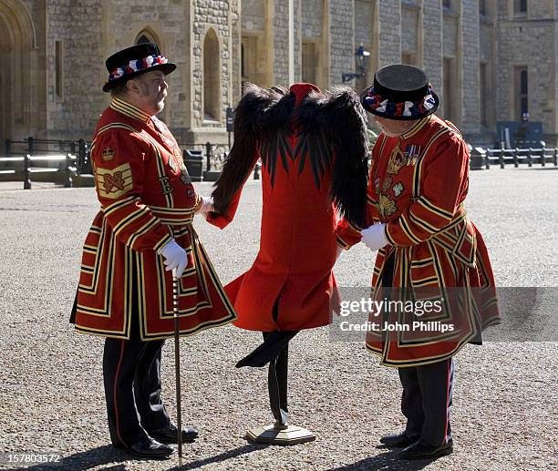 Yeoman John Keohane And Phil Wilson With Designs Modelled By Mash Models. Beefeater 24 Gin And The Design Museum Have Helped To Commission Fashion...