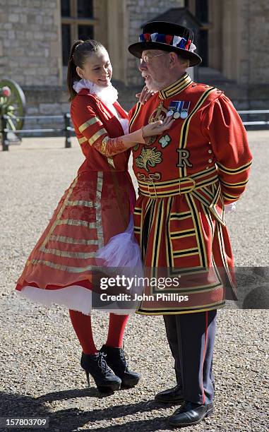 Yeoman Phil Wilson With Designs Modelled By Mash Models. Beefeater 24 Gin And The Design Museum Have Helped To Commission Fashion Students To...