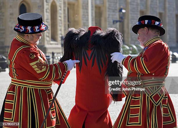 Yeoman John Keohane And Phil Wilson With Designs Modelled By Mash Models. Beefeater 24 Gin And The Design Museum Have Helped To Commission Fashion...