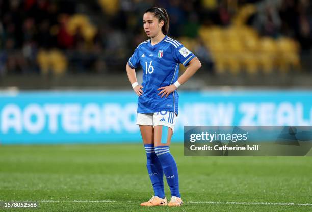 Giulia Dragoni of Italy shows dejection after Sweden's fourth goal during the FIFA Women's World Cup Australia & New Zealand 2023 Group G match...