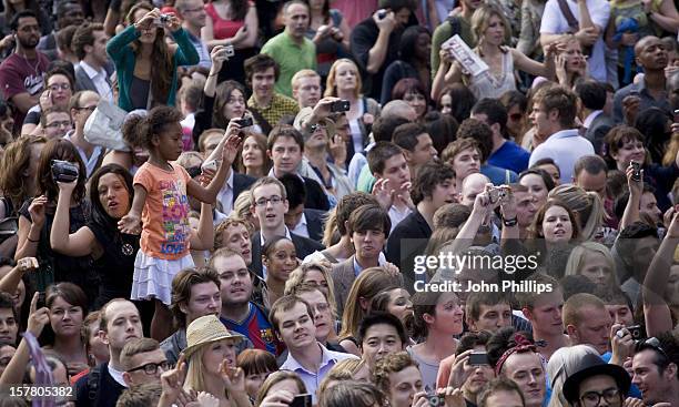 General View Of The Crowd Who Gathered For A Flash Mob Tribute To Michael Jackson Outside Liverpool Street Station In London.