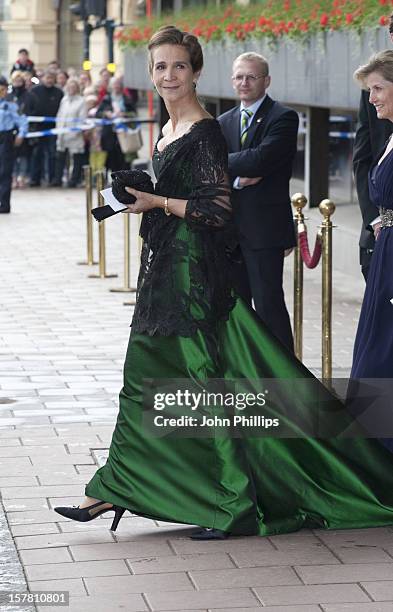 Infanta Elena Of Spain Leaves The Grand Hotel, Stockholm To Attend A Government Dinner, At The Eric Ericson Hall, Skeppsholmen, Stockholm As Part Of...