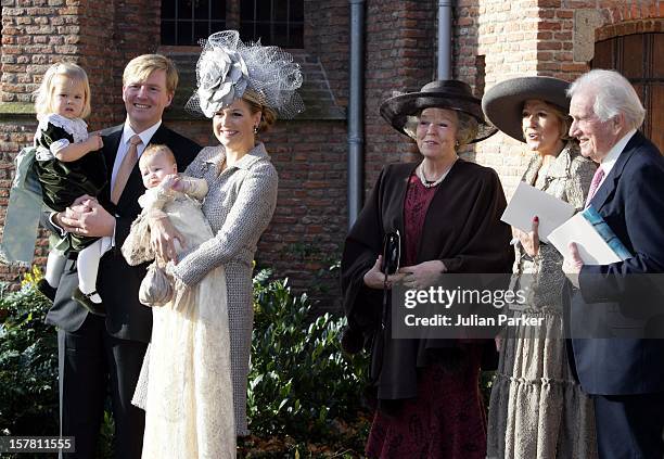 Queen Beatrix, Crown Prince Willem-Alexander, Crown Princess Maxima & Princess Catharina-Amalia Attend The Christening Of Princess Alexia Of The...