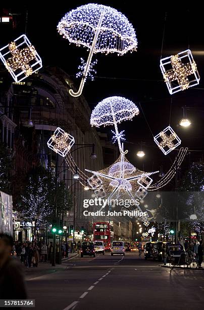 General View Of The Oxford Street Christmas Lights In London.