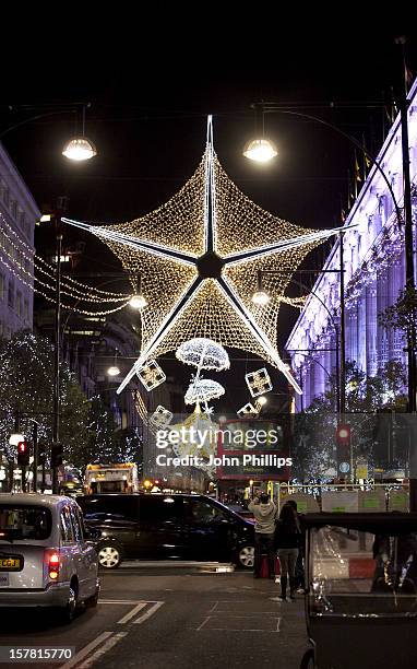 General View Of The Oxford Street Christmas Lights In London.