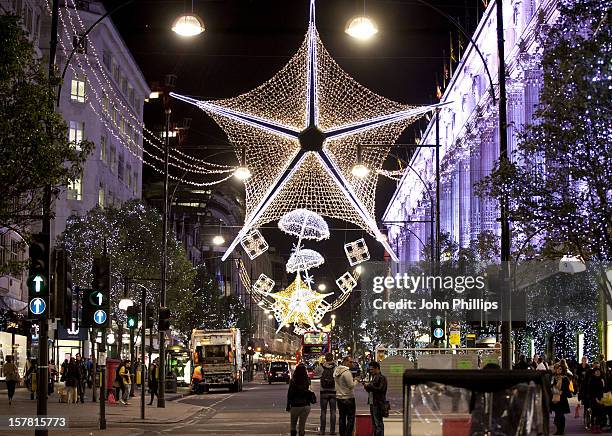 General View Of The Oxford Street Christmas Lights In London.