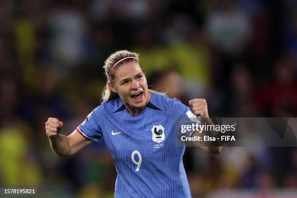 Eugenie Le Sommer of France celebrates after scoring her team's first goal during the FIFA Women's World Cup Australia & New Zealand 2023 Group F...