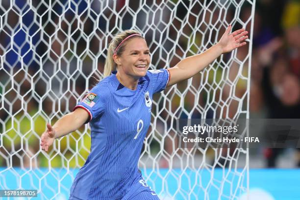 Eugenie Le Sommer of France celebrates after scoring her team's first goal during the FIFA Women's World Cup Australia & New Zealand 2023 Group F...