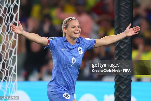 Eugenie Le Sommer of France celebrates after scoring her team's first goal during the FIFA Women's World Cup Australia & New Zealand 2023 Group F...