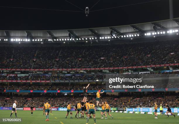 General view during the The Rugby Championship & Bledisloe Cup match between the Australia Wallabies and the New Zealand All Blacks at Melbourne...