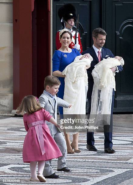 Crown Prince Frederik, And Crown Princess Mary, Prince Christian, And Princess Isabella, Arrive Back At Amalienborg Palace In Copenhagen After The...