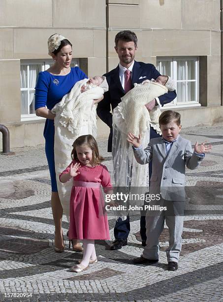 Crown Prince Frederik, And Crown Princess Mary, Prince Christian, And Princess Isabella, Arrive Back At Amalienborg Palace In Copenhagen After The...