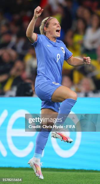 Eugenie Le Sommer of France celebrates after scoring her team's first goal during the FIFA Women's World Cup Australia & New Zealand 2023 Group F...