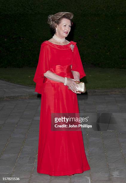Queen Sonja Of Norway Leaves The Norwegian Embassy To Make Their Way To A Pre Wedding Party At The Mandarin Oriental Hotel The Evening Before The...