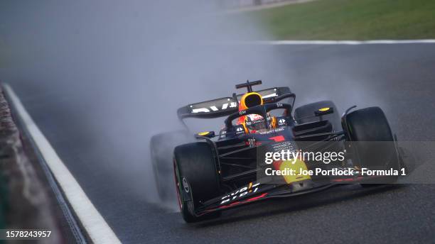 Max Verstappen of the Netherlands driving the Oracle Red Bull Racing RB19 on track during the Sprint Shootout ahead of the F1 Grand Prix of Belgium...