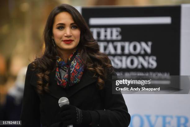 English soprano Laura Wright performs for the Station Sessions 2012 at St Pancras Station on December 6, 2012 in London, England.
