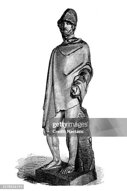 ancient greece, statue of phocion - gens stock illustrations