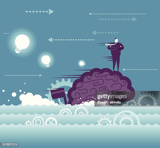 thinking fast - man thinking outside stock illustrations