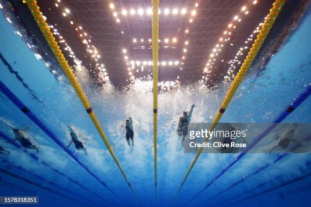 Sarah Sjoestroem of Team Sweden leads the field in the Women's 50m Freestyle Semifinal on day seven of the Fukuoka 2023 World Aquatics Championships...