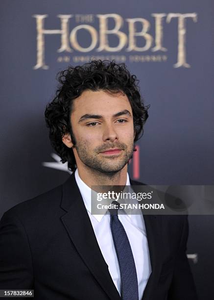 Irish actor Aidan Turner arrives at the US premiere of "The Hobbit: An Unexpected Journey" December 6, 2012 at the Ziegfeld Theatre in New York. AFP...