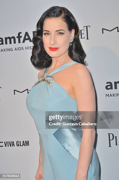 Dita Von Teese attends the amfAR Inspiration Miami Beach Party at Soho Beach House on December 6, 2012 in Miami Beach, Florida.