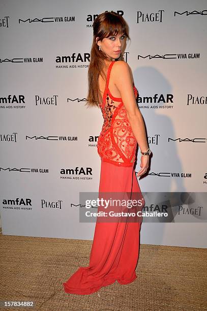 Model Liliana Matthäus attends the amfAR Inspiration Miami Beach Party at Soho Beach House on December 6, 2012 in Miami Beach, Florida.