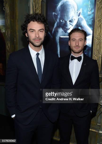 Aidan Turner and Dean O’Gorman attend "The Hobbit: An Unexpected Journey" New York premiere benefiting AFI at Ziegfeld Theater on December 6, 2012 in...