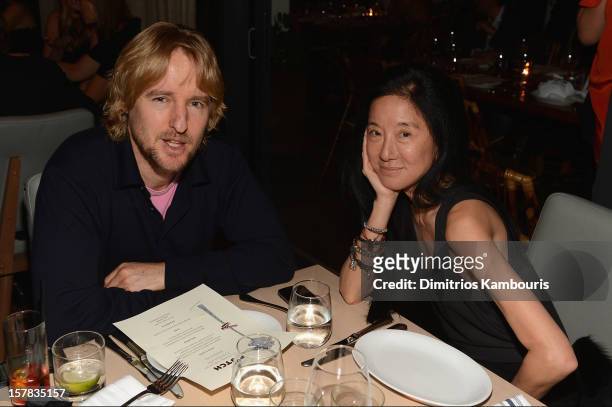 Owen Wilson and designer Vera Wang attend the Aby Rosen & Samantha Boardman dinner at The Dutch on December 6, 2012 in Miami, Florida.