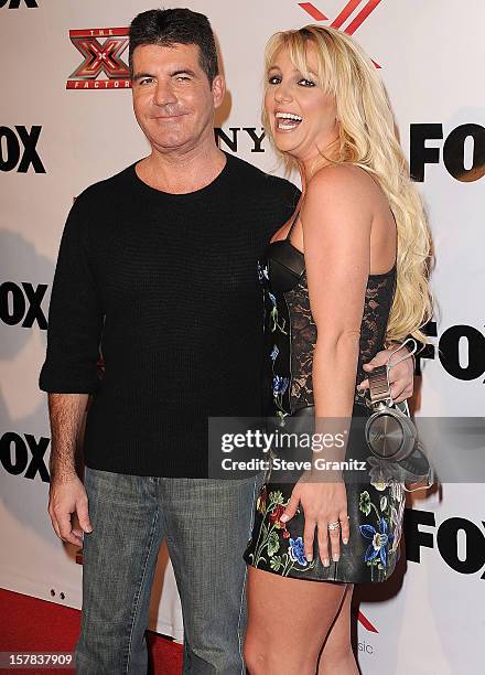 Simon Cowell and Britney Spears arrives at the "The X Factor" Viewing Party Sponsored By Sony X Headphones at Mixology101 & Planet Dailies on...