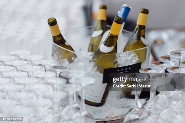 champagne in glasses in restaurant - stock photo - champagne cork ストックフォトと画像