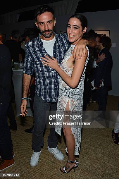 Riccardo Tisci and Ladyfag attend the amfAR Inspiration Miami Beach Party at Soho Beach House on December 6, 2012 in Miami Beach, Florida.