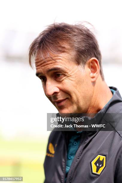 Julen Lopetegui, Manager of Wolverhampton Wanderers is interviewed ahead of the pre-season friendly match between Celtic and Wolverhampton Wanderers...