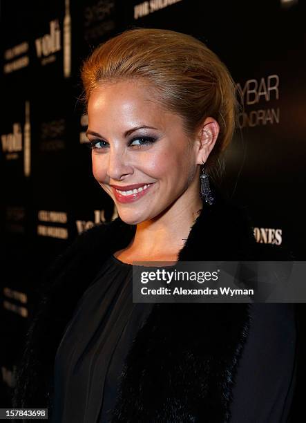 Actress Amy Paffrath attends Voli Light Vodka's Holiday Party hosted by Fergie Benefiting Cellphones for Soldiers at SkyBar at the Mondrian Los...