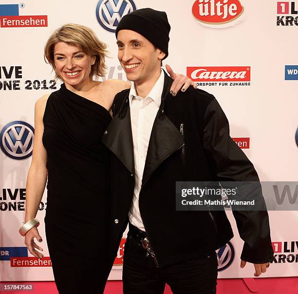 Sabine Heinrich and Chris Guse attend the '1Live Krone' at Jahrhunderthalle on December 6, 2012 in Bochum, Germany.