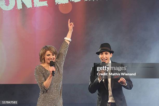 Sabine Heinrich and Chris Guse attend the '1Live Krone' at Jahrhunderthalle on December 6, 2012 in Bochum, Germany.