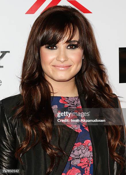 Singer Demi Lovato attends Fox's "The X Factor" viewing party at Mixology101 & Planet Dailies on December 6, 2012 in Los Angeles, California.