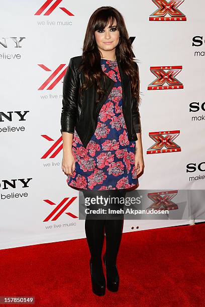 Singer Demi Lovato attends Fox's "The X Factor" viewing party at Mixology101 & Planet Dailies on December 6, 2012 in Los Angeles, California.