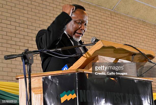 Deputy President, Kgalema Motlanthe, delivers his address at the Jacob Zuma Centennial lecture on December 6, 2012 in Potchefstroom, South Africa....