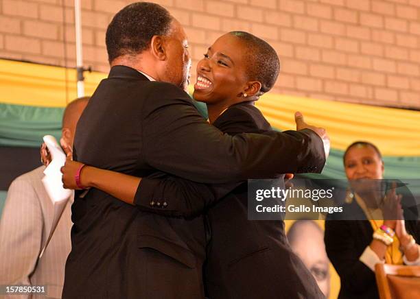 Deputy President, Kgalema Motlanthe congratulates Thuthukile Zuma at the Jacob Zuma Centennial on December 6, 2012 in Potchefstroom, South Africa....