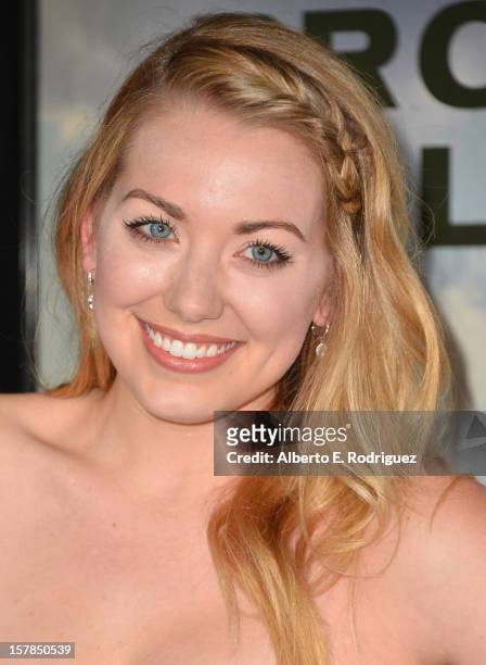 Actress Sara Lindsey arrives to the premiere of Focus Features' "Promised Land" at the Directors Guild Of America on December 6, 2012 in Los Angeles,...