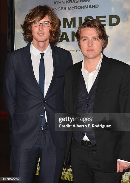 Musicians Joey Ryan and Kenneth Pattengale of The Milk Carton Kids arrive to the premiere of Focus Features' "Promised Land" at the Directors Guild...