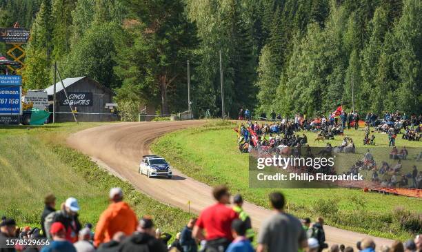 Jyväskylä , Finland - 5 August 2023; Brendan Cumiskey and Martin Connolly from Ireland in their Ford Fiesta Rally 3 in action during Stage 13 Rapsula...