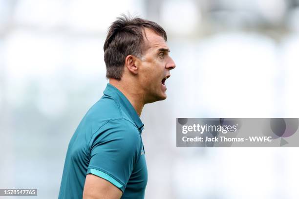 Julen Lopetegui, Manager of Wolverhampton Wanderers reacts during the pre-season friendly match between Celtic and Wolverhampton Wanderers at Aviva...