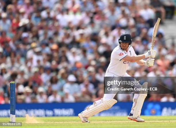 Jonny Bairstow of England batting during Day Three of the LV= Insurance Ashes 5th Test Match between England and Australia at The Kia Oval on July...