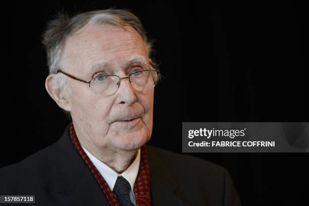 Ikea founder Ingvar Kamprad poses prior to the inauguration of the Margaretha Kamprad Chair of Environmental Science and Limnology on December 3,...