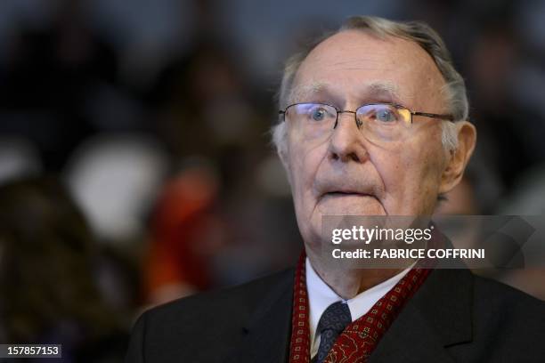 Ikea founder Ingvar Kamprad attends the inauguration of the Margaretha Kamprad Chair of Environmental Science and Limnology on December 3, 2012 at...