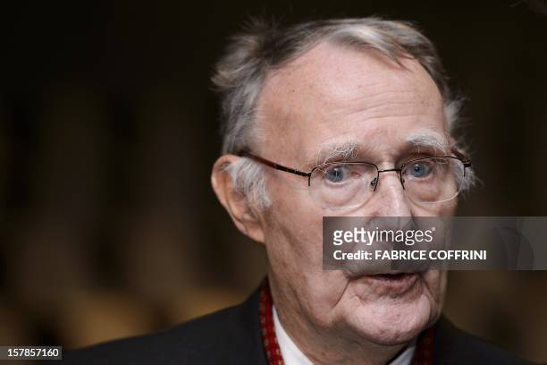 Ikea founder Ingvar Kamprad looks on prior the inauguration of the Margaretha Kamprad Chair of Environmental Science and Limnology on December 3,...