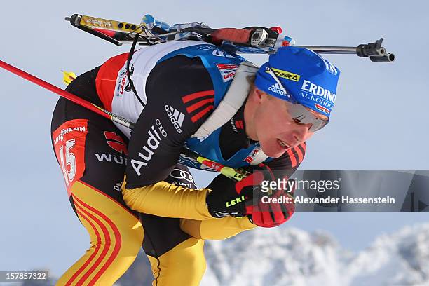 Andreas Birnbacher of Germany competes in the men's 10km sprint event during the IBU Biathlon World Cup on December 7, 2012 in Hochfilzen, Austria.